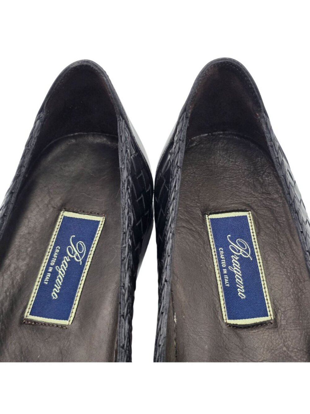 NEW Vintage Bragano Italy Black Woven Leather Tassel Loafer Men 10.5M Dress Shoe - Picture 7 of 14